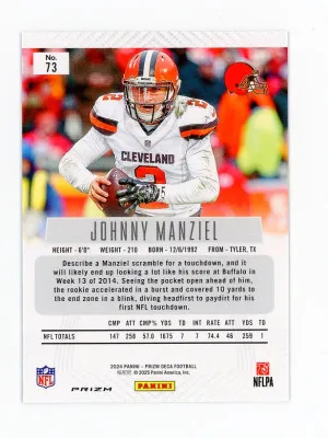 2024 Panini Prizm Deca JOHNNY MANZIEL Rare GOLD PRIZM #5/5 Cleveland Browns #73 back