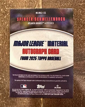 2025 Topps Series 2 Major League Material 48/50 Spencer Schwellenbach Patch Auto RC back