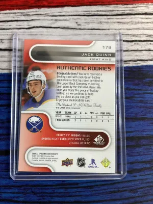 2023 2022-23 Upper Deck SP Authentic Rookies Jack Quinn #178 Jersey Patch back