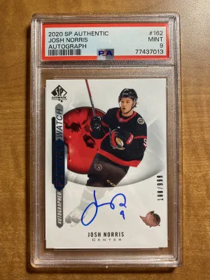 Josh Norris 2020-21 SP Authentic Future Watch Auto /999 PSA 9 Senators front
