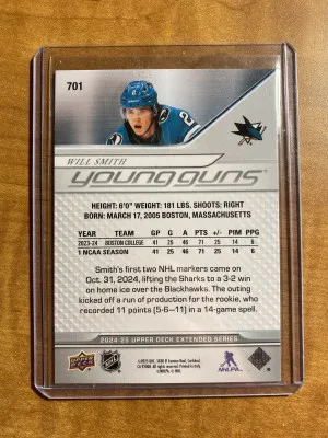 Will Smith 2024-25 Upper Deck Young Guns Rookie Sharks #701 back