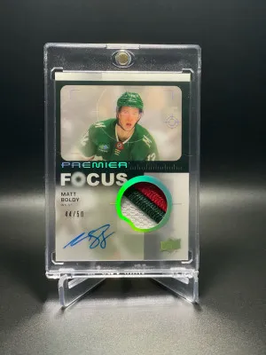 2023-24 Upper Deck Premier Focus Auto Patch Matt Boldy /50 #PFP-MB front