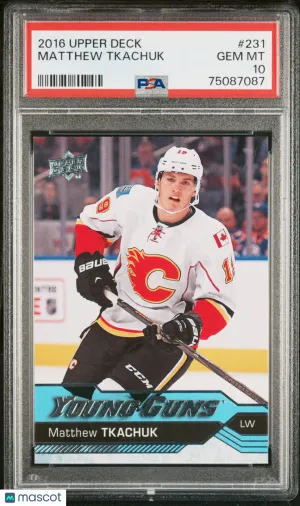 2016 Upper Deck Matthew Tkachuk Young Guns Rookie PSA 10 front