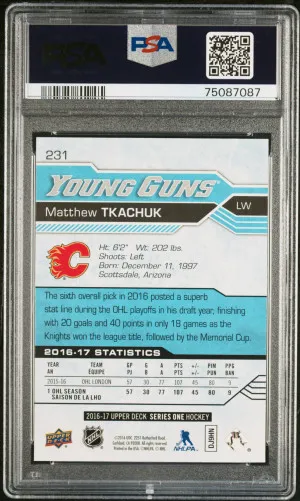 2016 Upper Deck Matthew Tkachuk Young Guns Rookie PSA 10 back