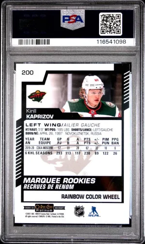2020 OPC Platinum Kirill Kaprizov Rainbow Color Wheel back