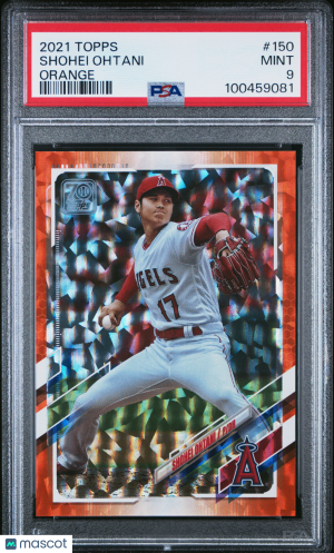 2021 Topps Shohei Ohtani #150 Orange PSA 9 front