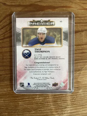 22-23 Premier Tage Thompson base auto back