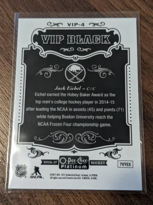 2016-17 O-Pee-Chee Platinum VIP Black Jack Eichel #VIP-4 back
