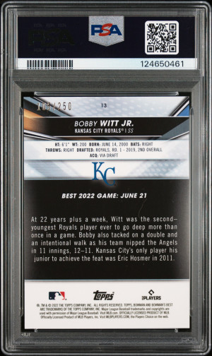 2022 Bowman's Best Bobby Witt Jr. Purple Refractor back