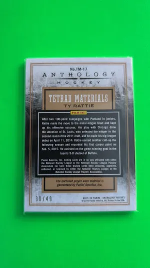 2015-16 Panini Anthology Tetrad Materials Holo Gold #17 Ty Rattie back