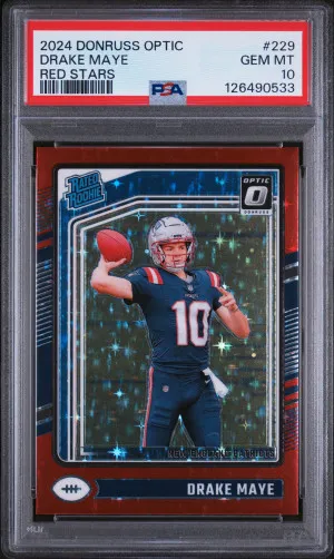 2024 Panini Donruss Optic Drake Maye Red Stars New England Patriots front