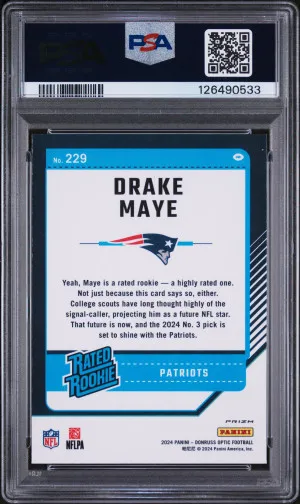 2024 Panini Donruss Optic Drake Maye Red Stars New England Patriots back