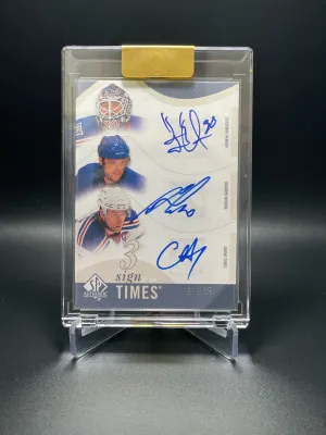 2010-11 SP Authentic Lundqvist/Gaborik/Drury Sign Of The Times 3 13/25 front