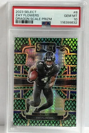 2023 Select Zay Flowers /70 RC Dragon Scale - PSA 10 GM MT front