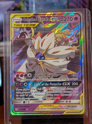 Pokemon Cosmic Eclipse Solgaleo & Lunala GX front