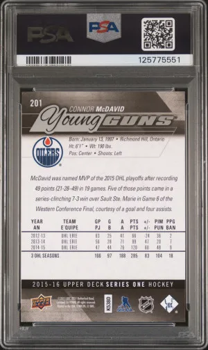 2015 Upper Deck Connor McDavid Young Guns back