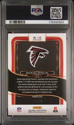 2024 Panini Select Michael Penix JR. #110 Blue Disco PSA 10 POP 2 25/25 back