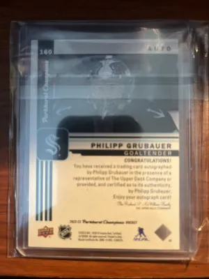 2022-23 PARKHURST CHAMPIONS BASE VETERAN On Card AUTO PHILIPP GRUBAUER KRAKEN back