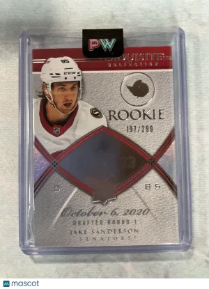 Upper Deck Exquisite Collection Rookie Jake Sanderson #DBR-SA 197/299 front
