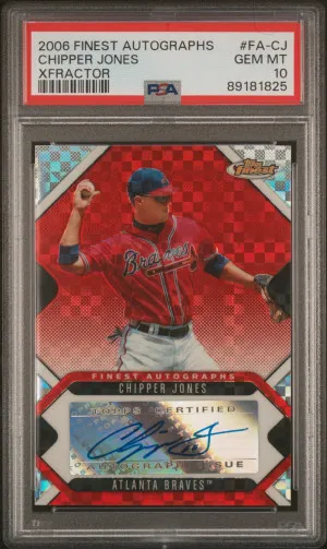 Chipper Jones 2006 Topps Finest XFractor Auto /25 #FA-CJ PSA 10 Atlanta Braves front