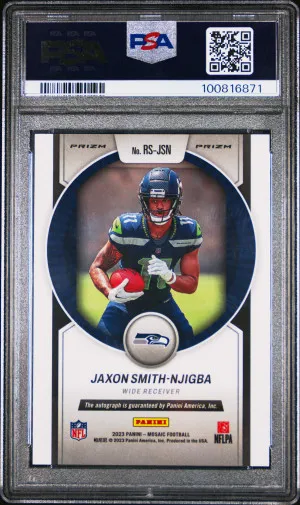 2023 Panini Mosaic Rookie Scripts Jaxon Smith-Njigba Rk Scripts-No Huddle Blue POP 5 back