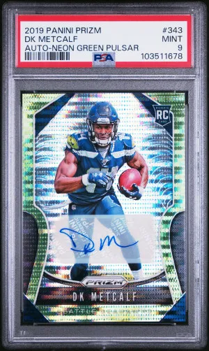2019 Panini Prizm Dk Metcalf Auto-Neon Green Pulsar front