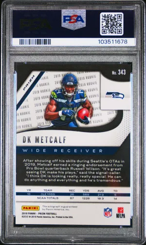 2019 Panini Prizm Dk Metcalf Auto-Neon Green Pulsar back