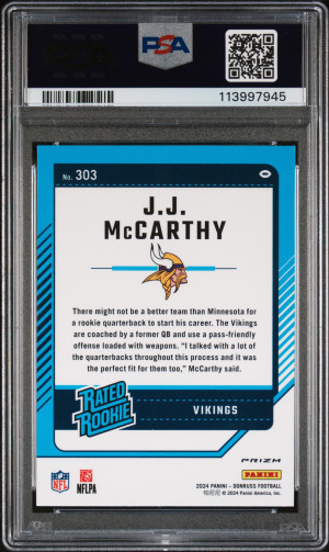 2024 Panini Donruss Jj Mccarthy Optic Preview-Red Wave back