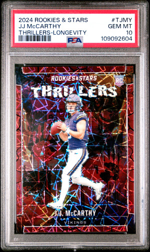 2024 Panini Rookies & Stars Thrillers Jj Mccarthy Thrillers-Longevity front