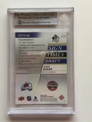 2019-20 Sp Authentic Sign Of The Times Cale Makar Draft Rookies back
