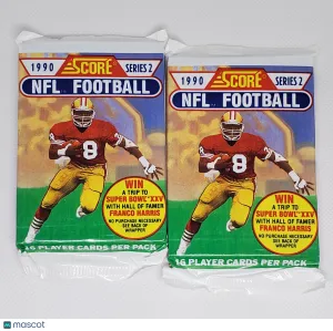 1990 Score Series 2 Packs of NFL Football Cards (2) front