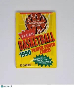 1990 Fleer 5th Anniversary Edition Pack of Basketball Cards front