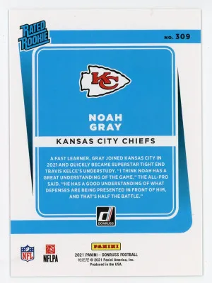 2021 Donruss #309 Noah Gray Rated Rookie Season Stat Line 392/500 back