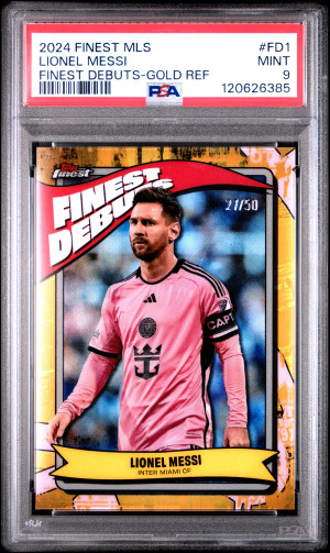 2024 Topps Finest Mls Finest Debuts Lionel Messi Finest Debuts-Gold Ref front
