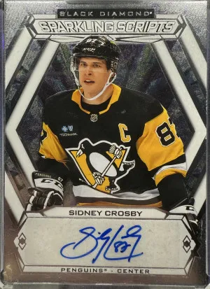 2023-24 Black Diamond Sparkling Scripts Sidney Crosby Auto front