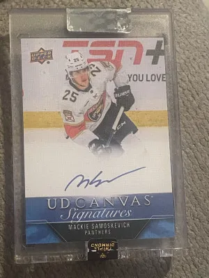 2023-24 UD Clear Cut. Mackie Samoskevich Canvas Rookie Auto front