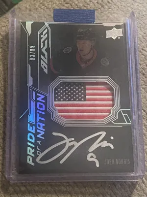 2022-23 SPx UD Black Pride Of A Nation Patch /99 Josh Norris #PON-JN Patch Auto front