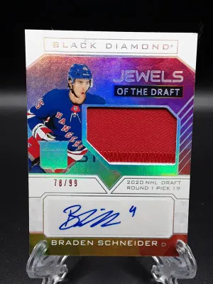 2022-23 UD Black Diamond Braden Schneider Jewels of the Draft /99 Rangers #JD-BS front