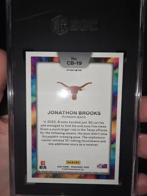 2024 Panini Prizm Draft Picks CB-19 Jonathan Brooks BLACK COLOR BLAST back