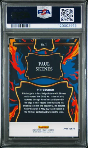 2024 Panini Select Firestorm Prizm Paul Skenes ** Case Hit Rc back