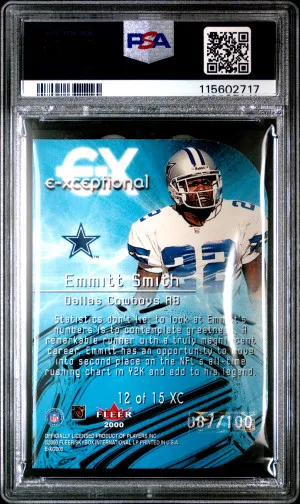 2000 E-X E-Xceptional Emmitt Smith Blue /100 back