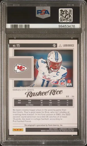 2023 Panini Luminance Rashee Rice Autograph-Gold PSA 9 back