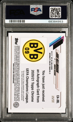 2020 Topps Chrome UEFA Champions AUTO Jude Bellingham Gold Refractor #/50 PSA 9 back