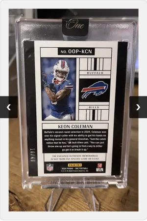 2024 Panini One One Originals Patch Keon Coleman /49. back