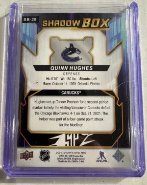 2021-22 SPX Quinn Hughes Shadow Box back