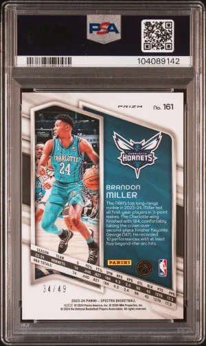 2023 Panini Spectra Brandon Miller Astral PSA 10 back