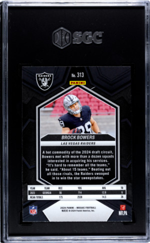 2024 Panini Mosaic Brock Bowers SGC 9.5 back