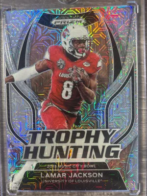 2025 Prizm DP Lamar Jackson Trophy Hunting Mojo /25 front
