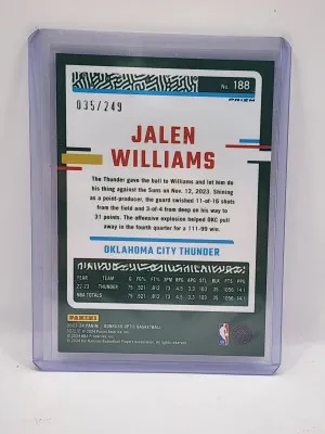 Jalen Williams 2023-24 Donruss Optic Blue /249 back
