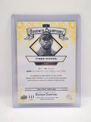 Tiger Woods 2025 Upper Deck Goodwin Champions Yellow Circles / 199 back